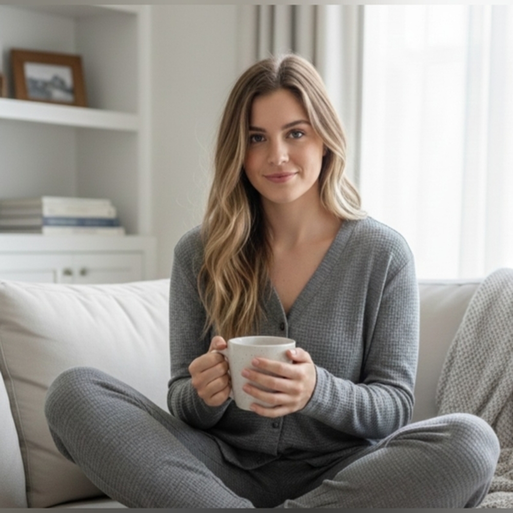 Splendid Women’s  Waffle Cargo Lounge Gray Set